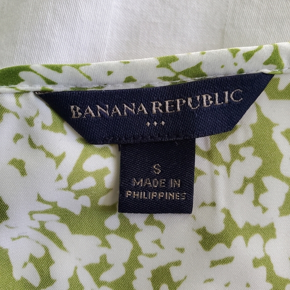 Banana Republic SMALL Blouse Green Flowery - Picture 5 of 10
